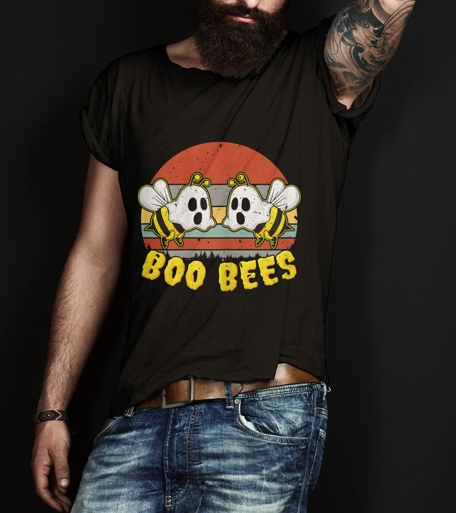 Boo Bees Retro Ghostly Bees Halloween Humor T-Shirt