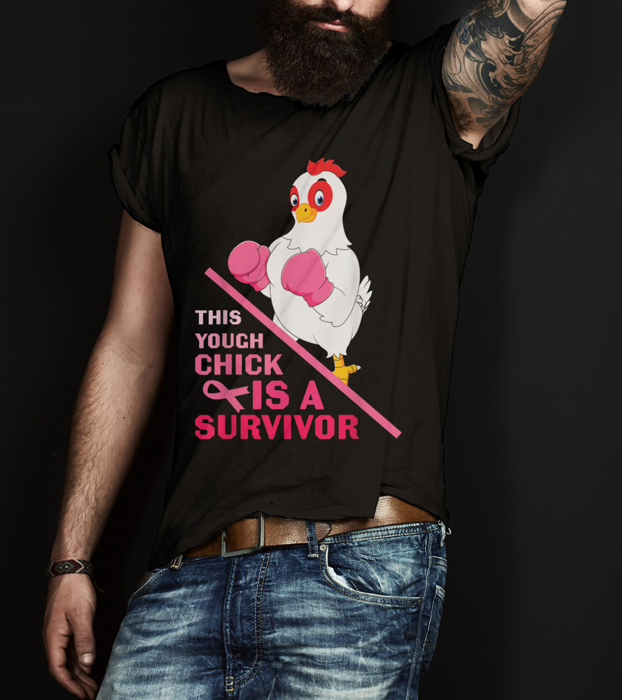 This Tough Chick Is A Survivor Breast Cancer Pink T-Shirt