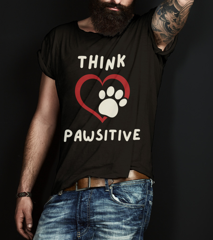 Think Pawsitive Dog Paw Heart T-Shirt