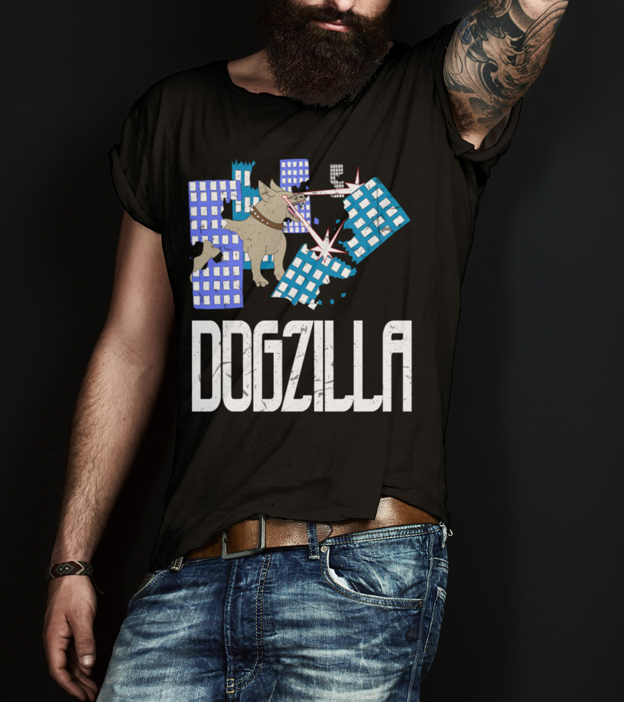 DOGZILLA Laser-Eyed Dog Rampaging Through Skyscrapers T-Shirt