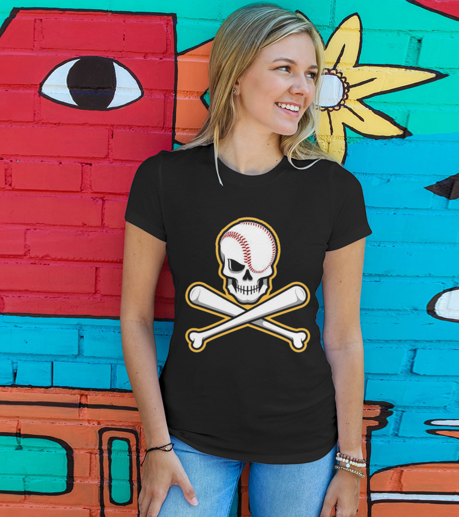 Skull Baseball Bat Crossbones Sports T-Shirt