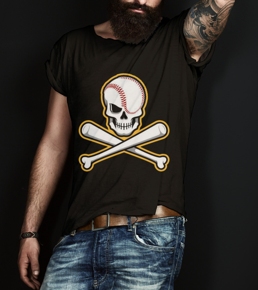 Skull Baseball Bat Crossbones Sports T-Shirt