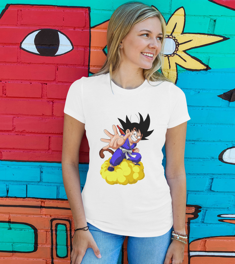 Goku Kid Riding Flying Nimbus Dragon Ball Classic Image T-Shirt