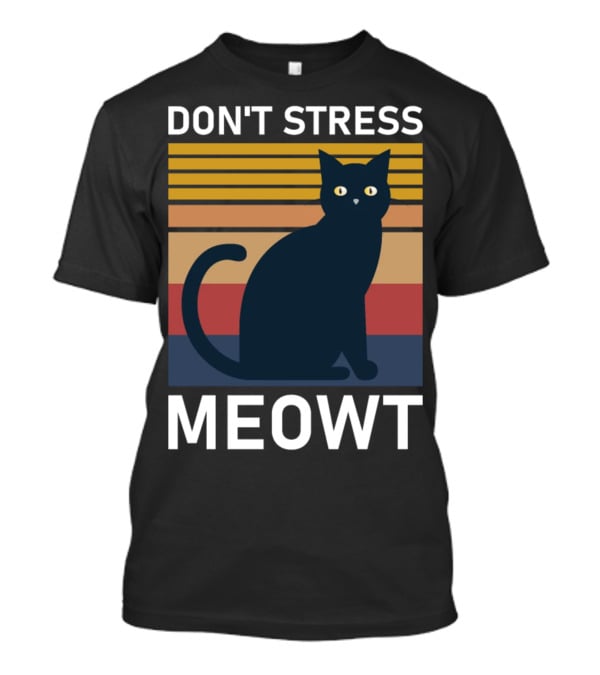 Don't Stress Meowt Retro Striped Cat T-Shirt
