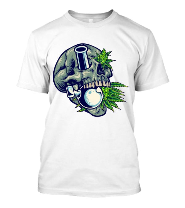 Stone Skull Cannabis Bong With Leaf Accents T-Shirt