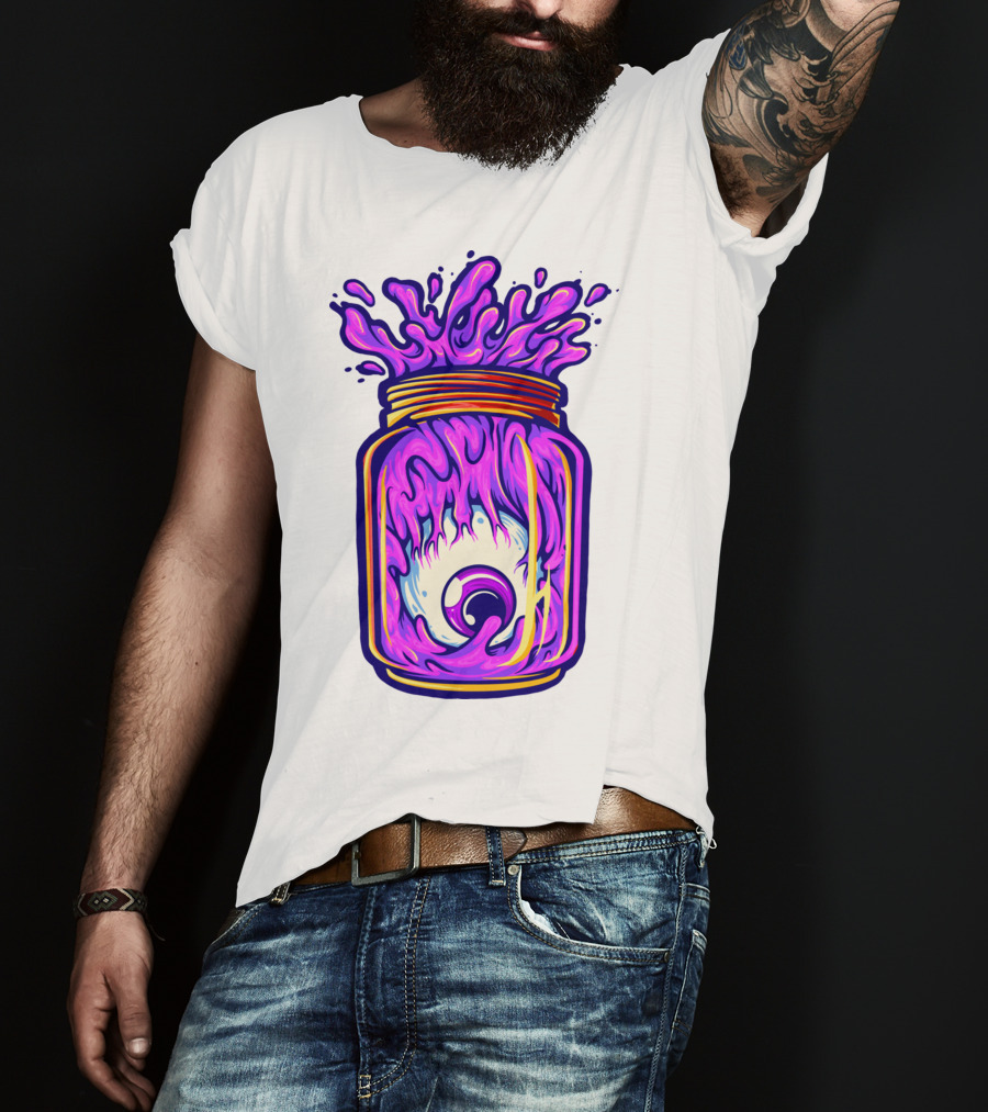 Zombie Eyeball Jar Overflowing With Purple Liquid T-Shirt