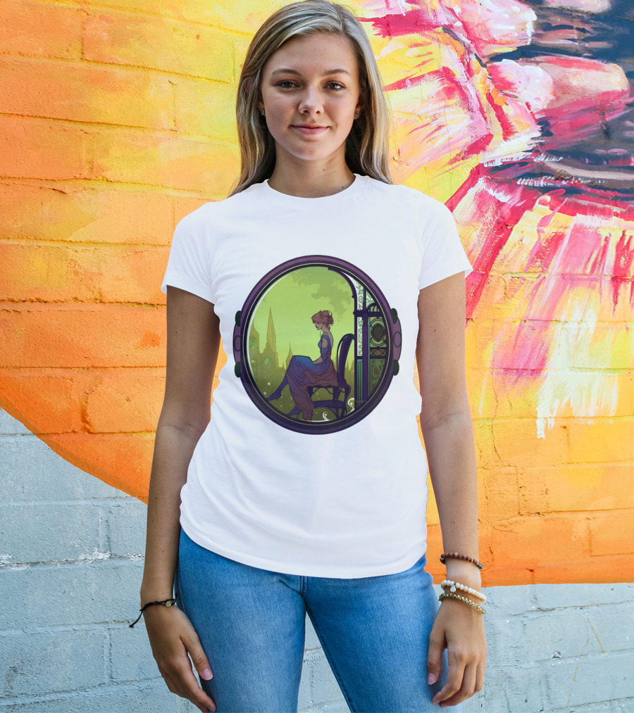 Thoughtful Rest In Tranquil Art Nouveau Serenity T-Shirt