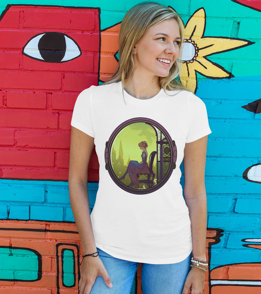 Thoughtful Rest In Tranquil Art Nouveau Serenity T-Shirt