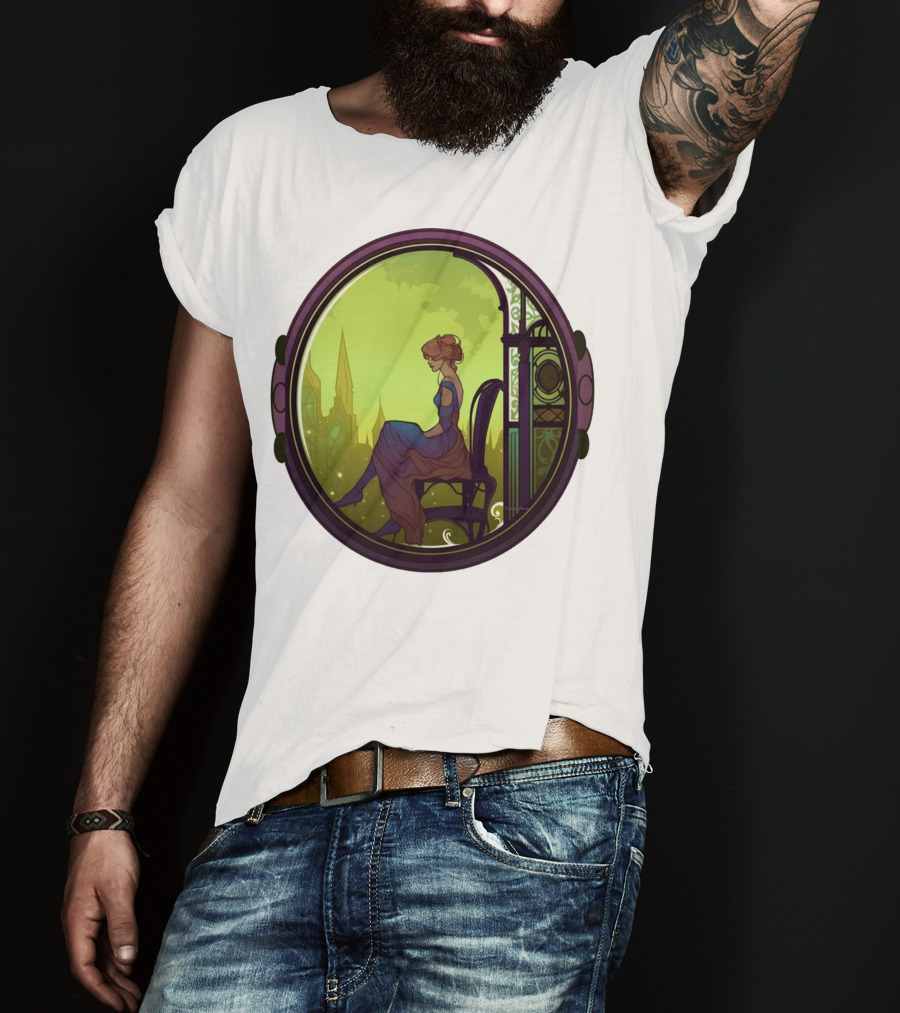 Thoughtful Rest In Tranquil Art Nouveau Serenity T-Shirt