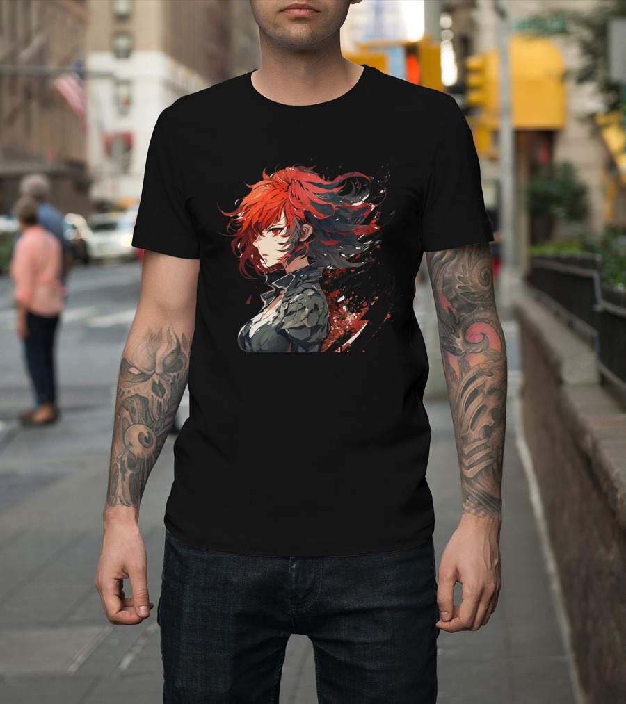 Ryuko Red Hair Anime Character Dynamic T-Shirt