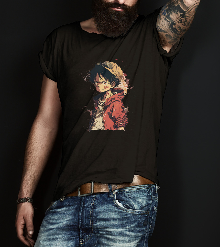 Luffy Kid One Piece Straw Hat Red Jacket Character T-Shirt