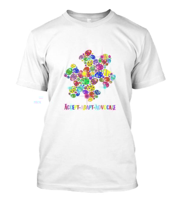 Accept Adapt Advocate AutismAwareness1 Multicolored Easter Eggs T-Shirt