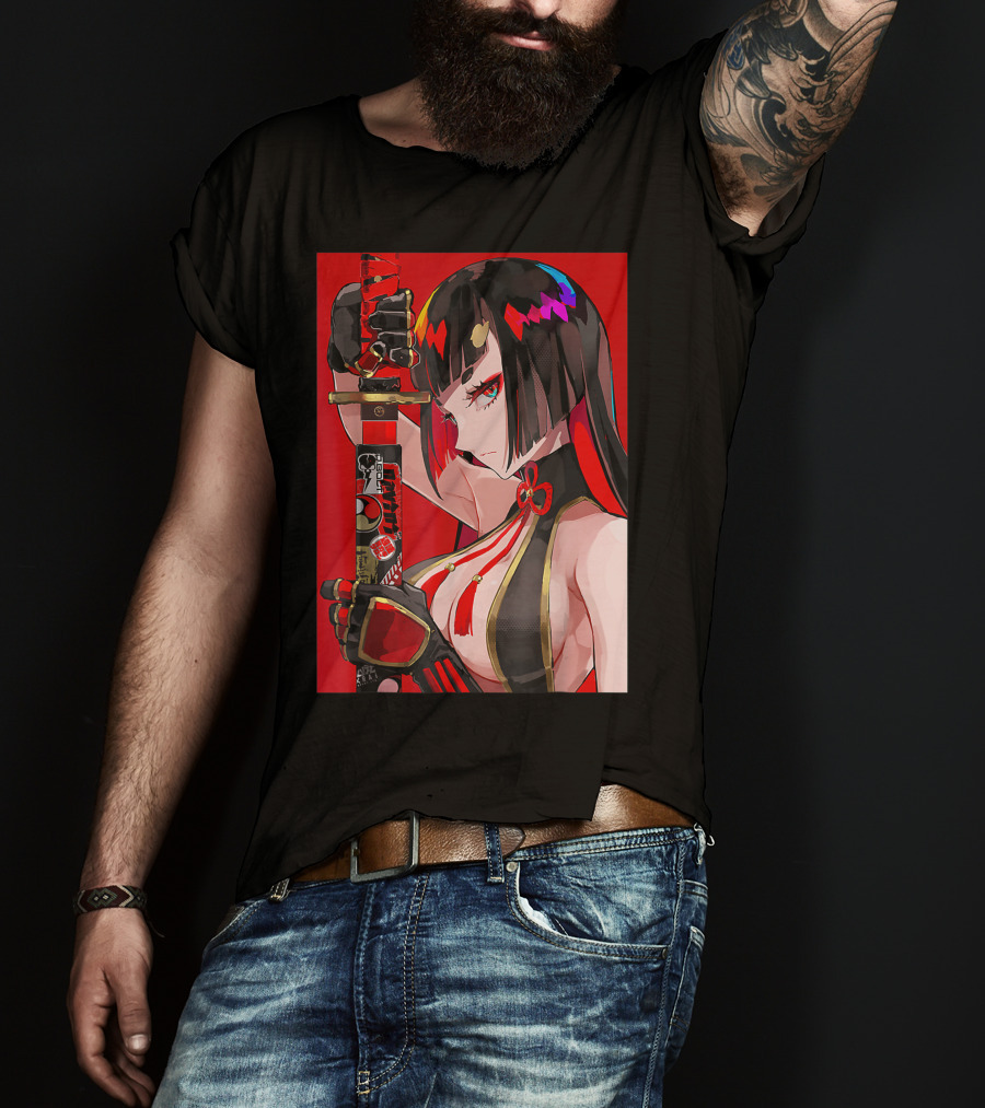 Anime Girl Japanese Aesthetic Katana Warrior Otaku T-Shirt