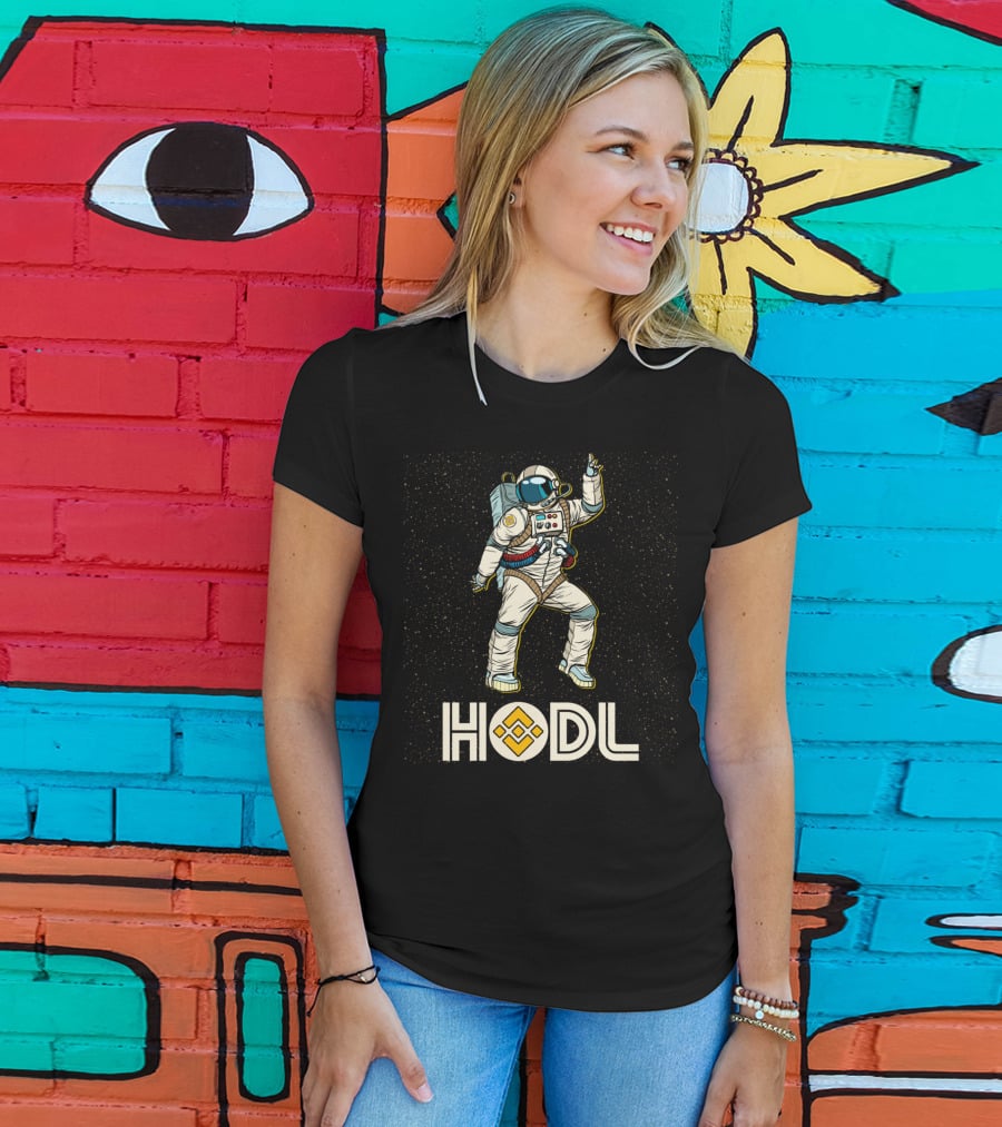 Hodl Binance Astronaut Disco Moon Cryptocurrency Talk Bnb Fun Gear T-Shirt