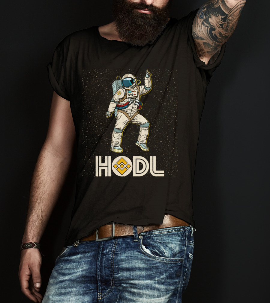 Hodl Binance Astronaut Disco Moon Cryptocurrency Talk Bnb Fun Gear T-Shirt