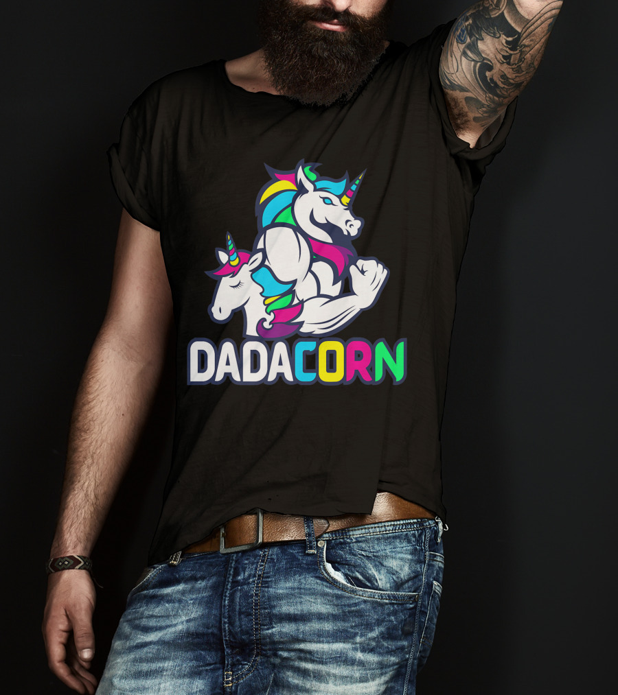 Dadacorn Unicorn Dad Muscle Rainbow Magic T-Shirt