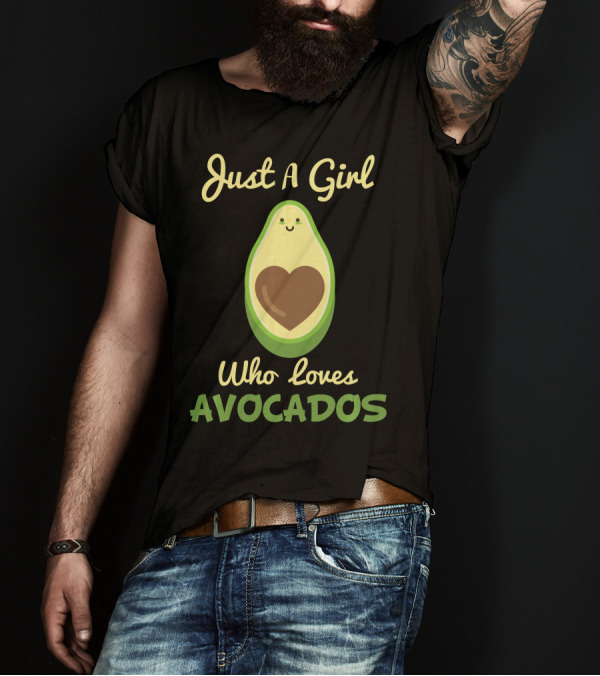 Just A Girl Who Loves Avocados Cute Heart-Faced Avocado T-Shirt
