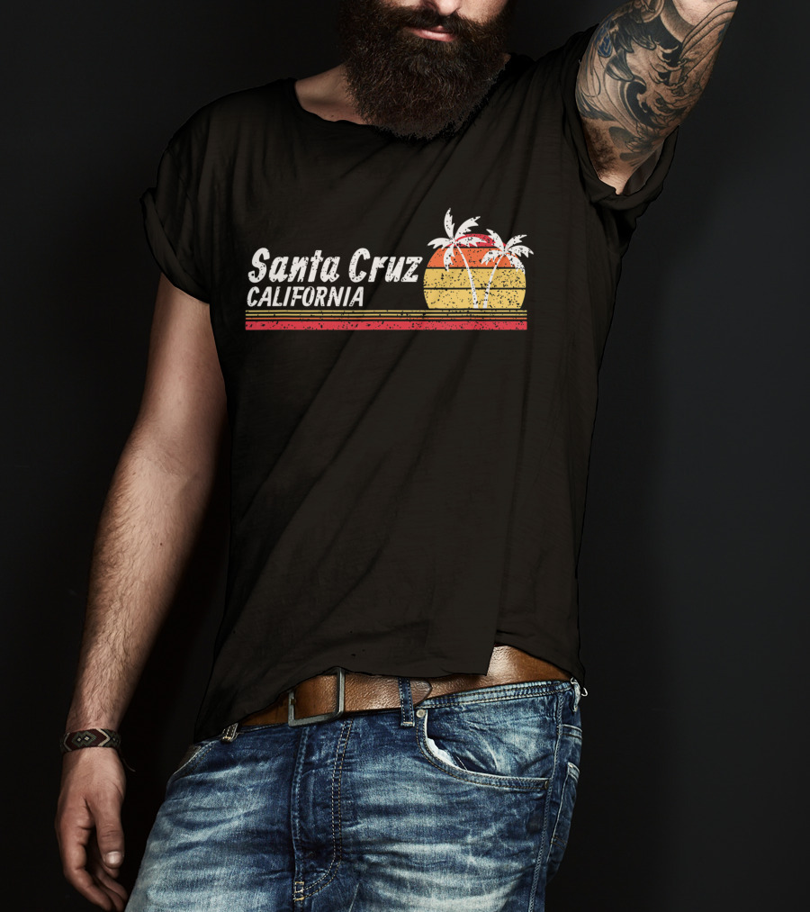 Santa Cruz California Palm Trees Vintage Sunset T-Shirt