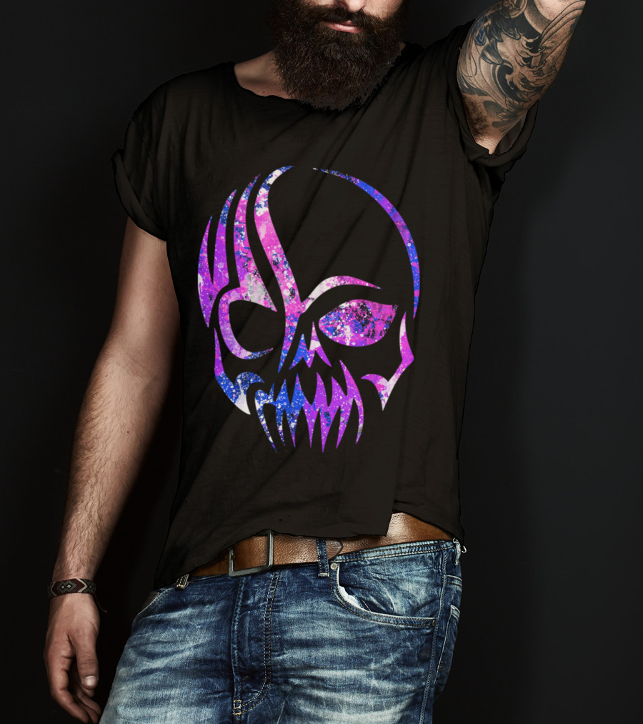 Purple Blue Skull Alien Aesthetic Video Games T-Shirt