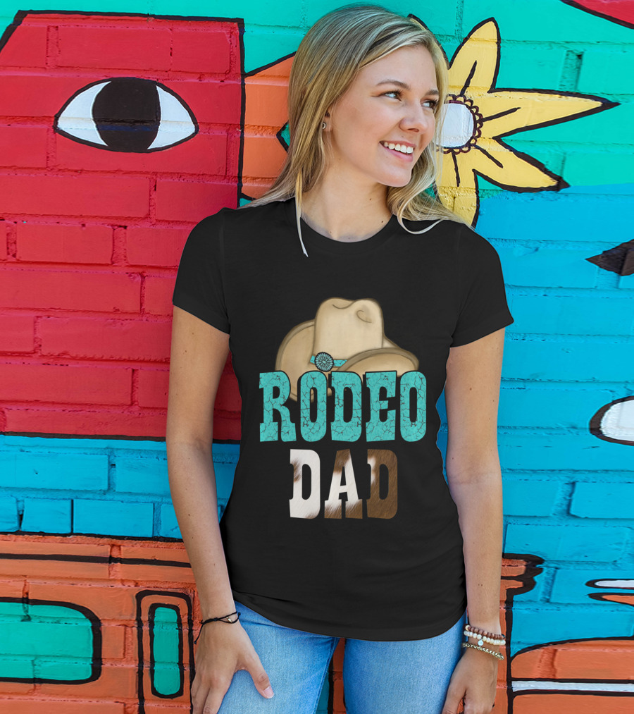 Turquoise Rodeo Dad Cowboy Hat Decor T-Shirt