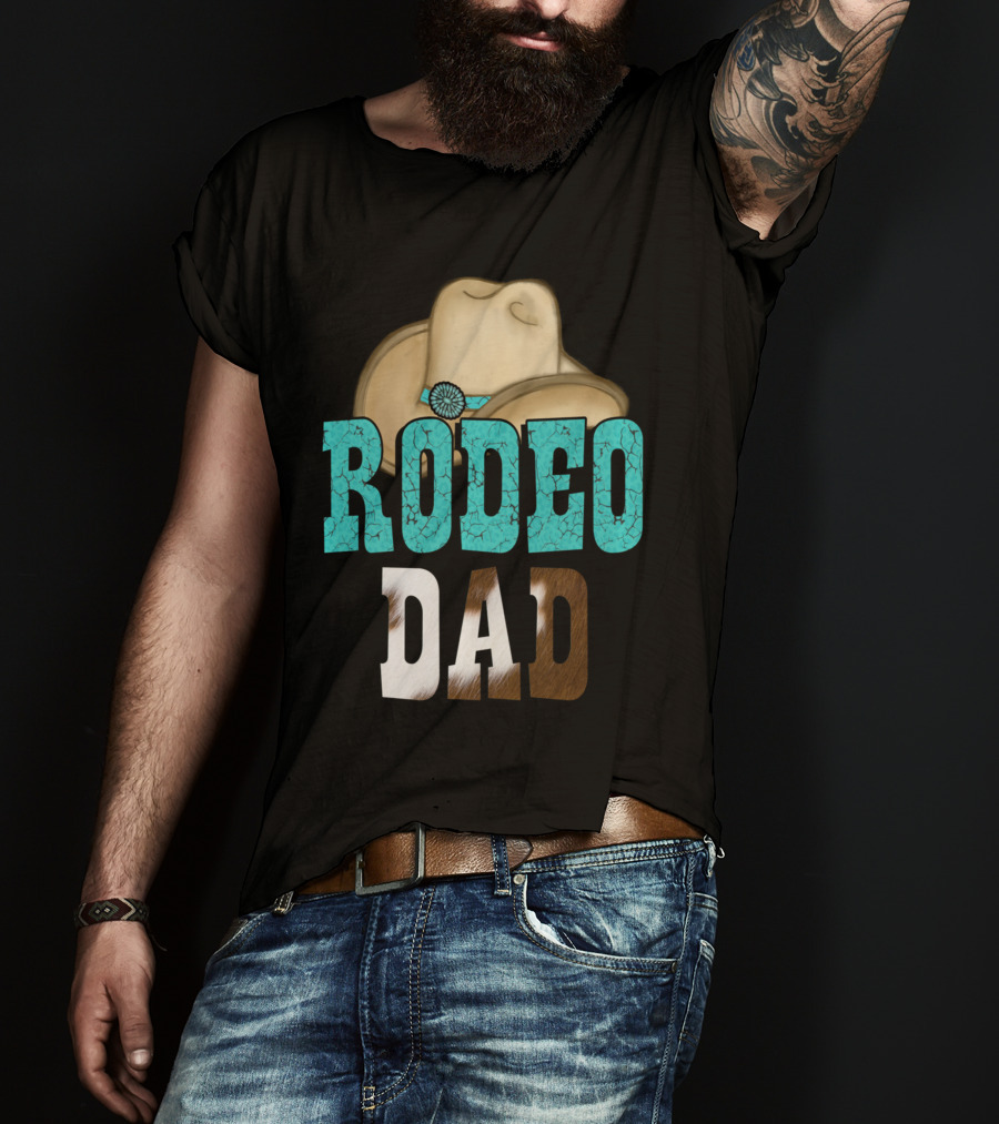 Turquoise Rodeo Dad Cowboy Hat Decor T-Shirt