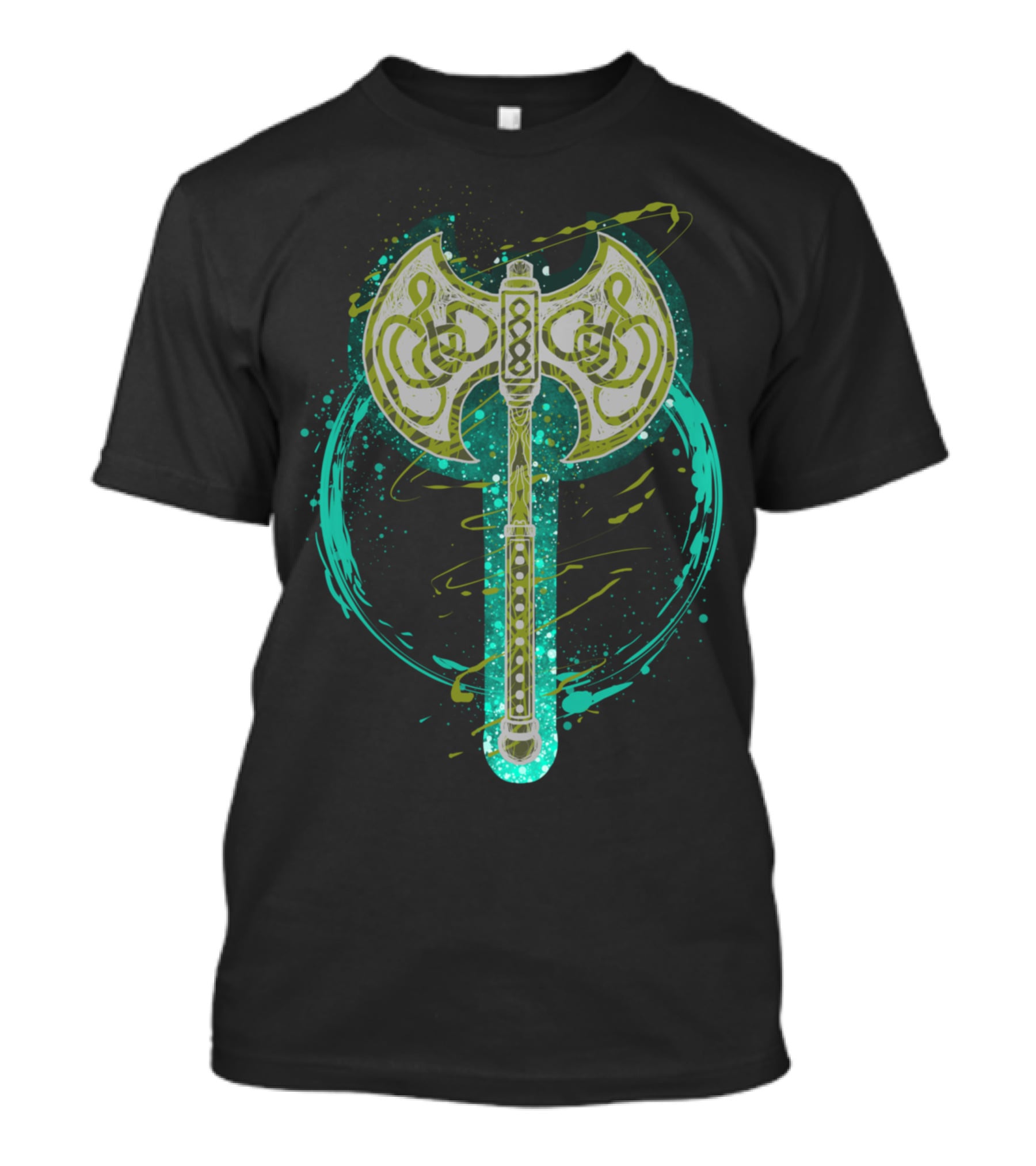 Viking Odin Norse Battle Axe Symbol With Knotwork T-Shirt