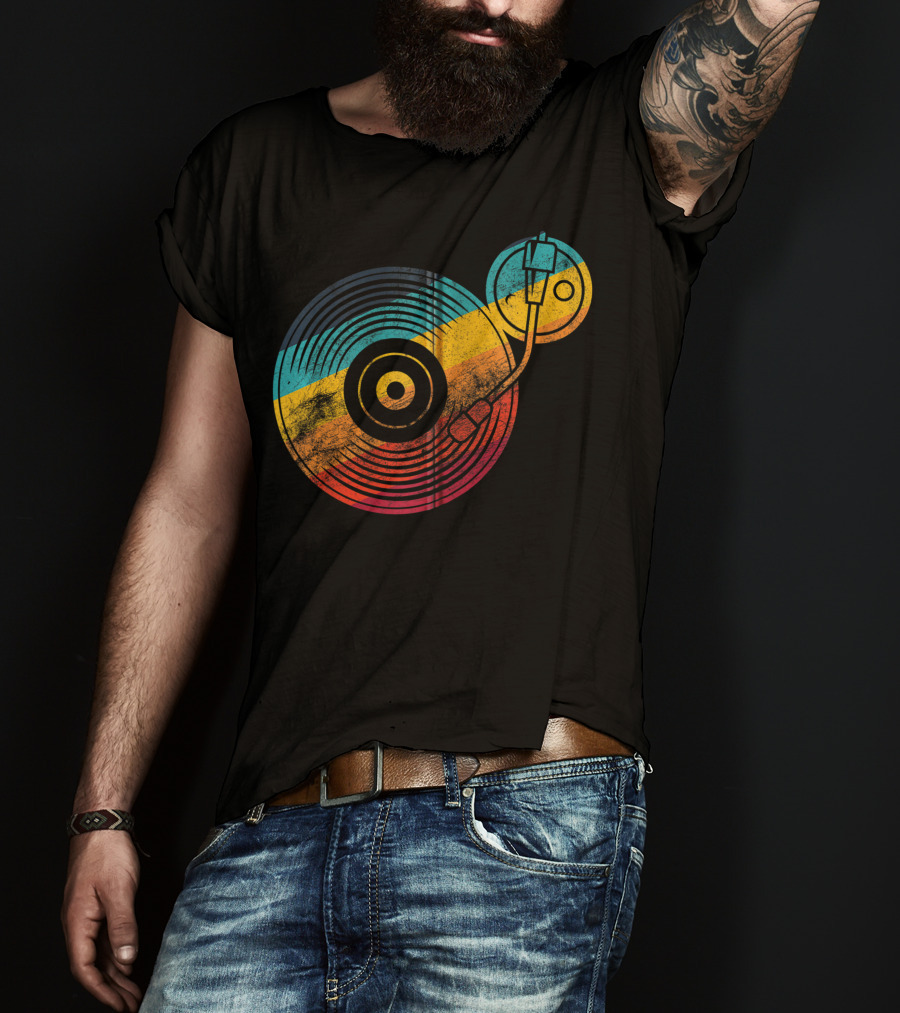 Vintage Vinyl Turntable DJ Musician LP Records T-Shirt