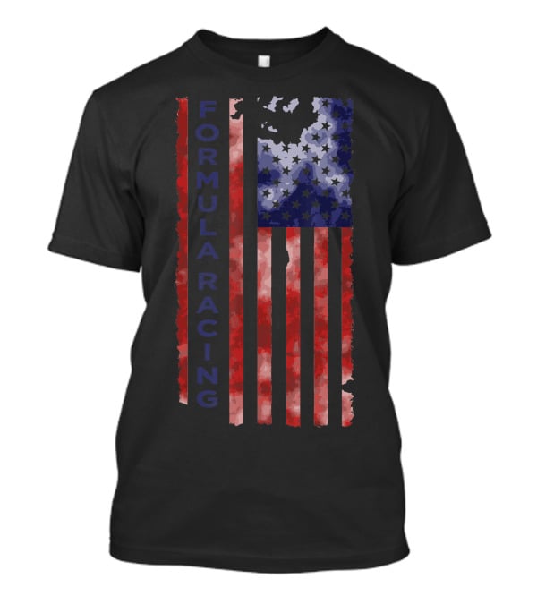Formula Racing USA Flag Motorsport Grunge Style Flag Stripes T-Shirt