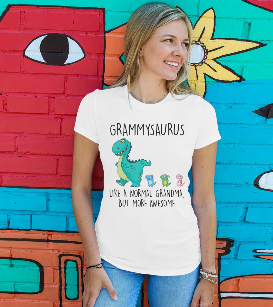 Grammysaurus Like A Normal Grandma But More Awesome Colorful Dinosaur Family T-Shirt
