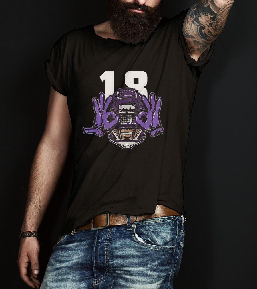 Griddy Celebration Purple Helmet 18 Gloves T-Shirt
