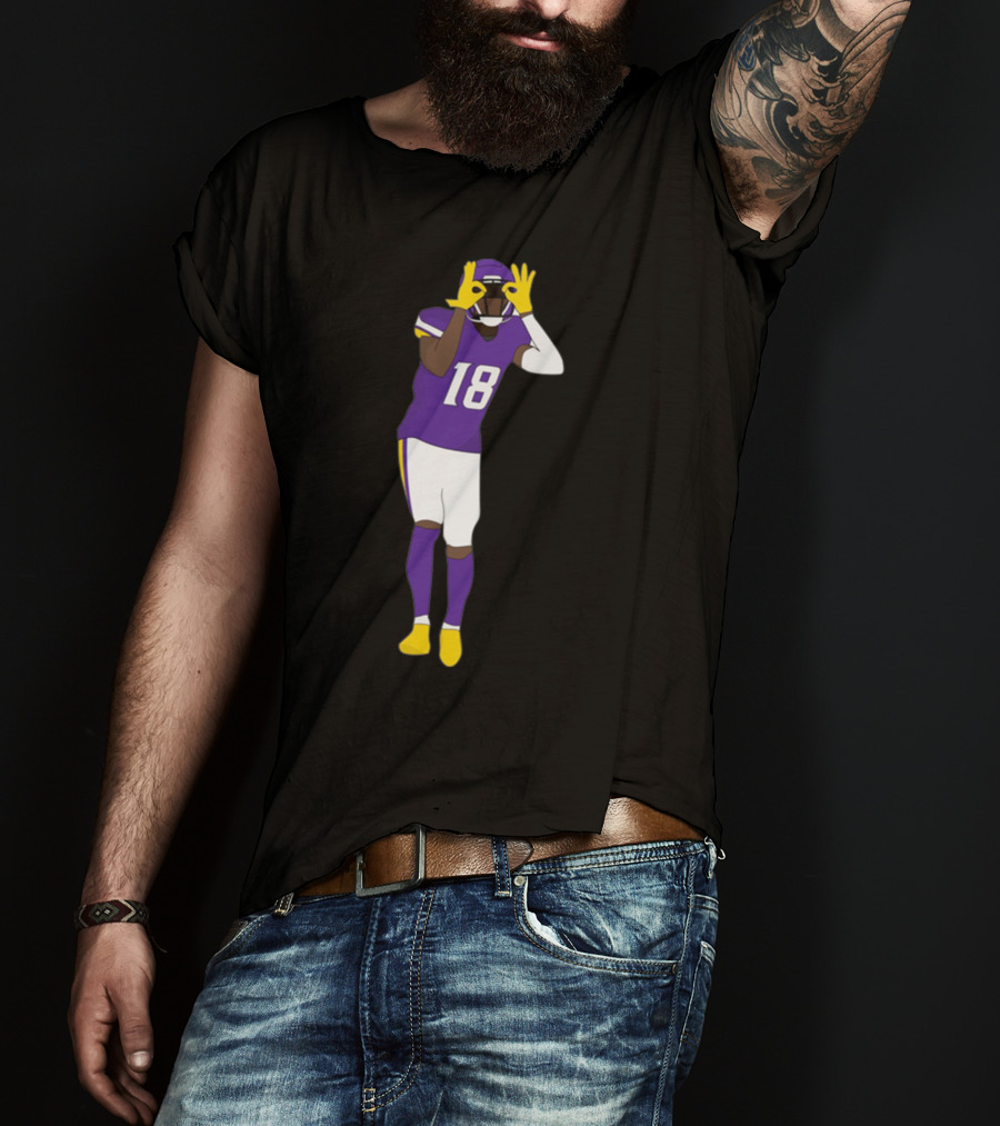 Do The Griddy Griddy Dance Football NFL Player Number 18 Purple And Yellow Uniform T-Shirt