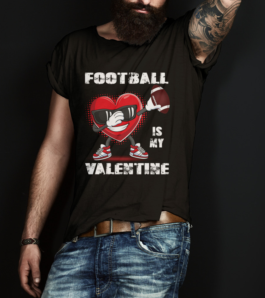 Cute Dabbing Heart Football Lover Valentines Day Boys T-Shirt
