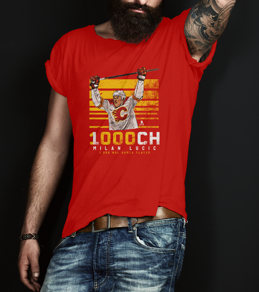 Milan Lucic 1000 NHL Games Played Calgary Flames T-Shirt