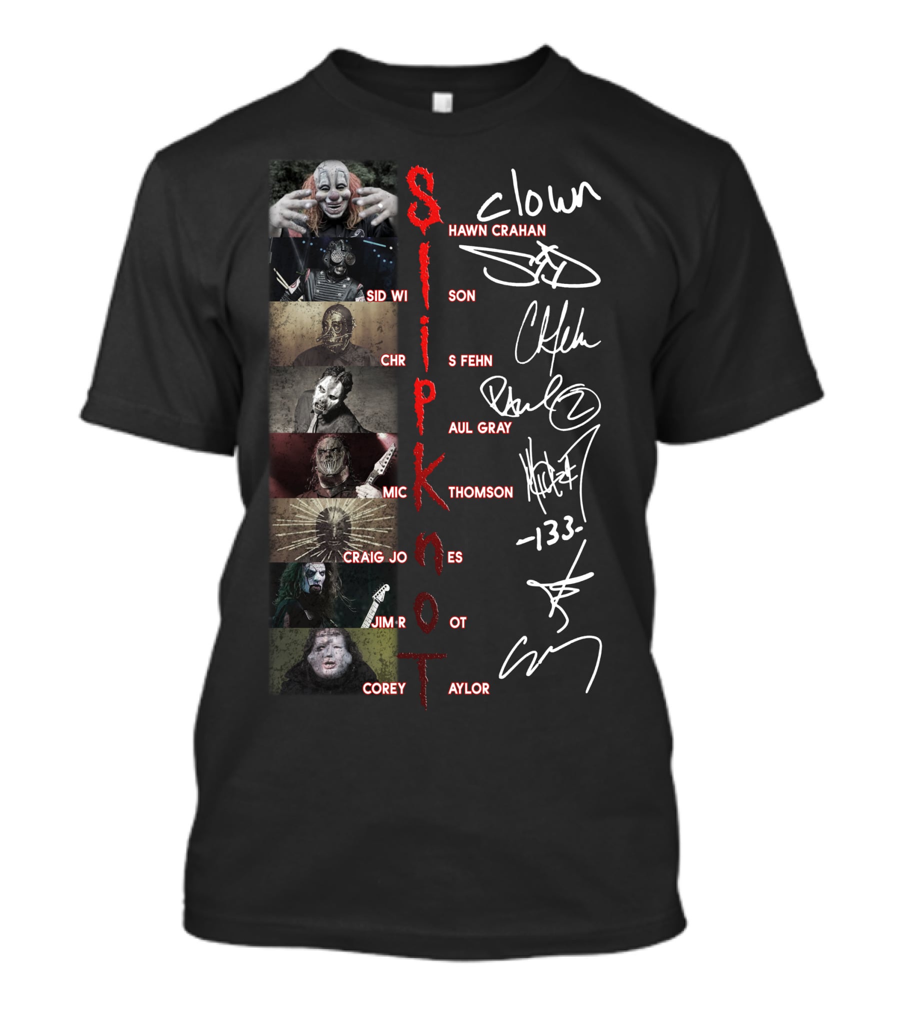 Slipknot Band Members Signatures Collage T-Shirt