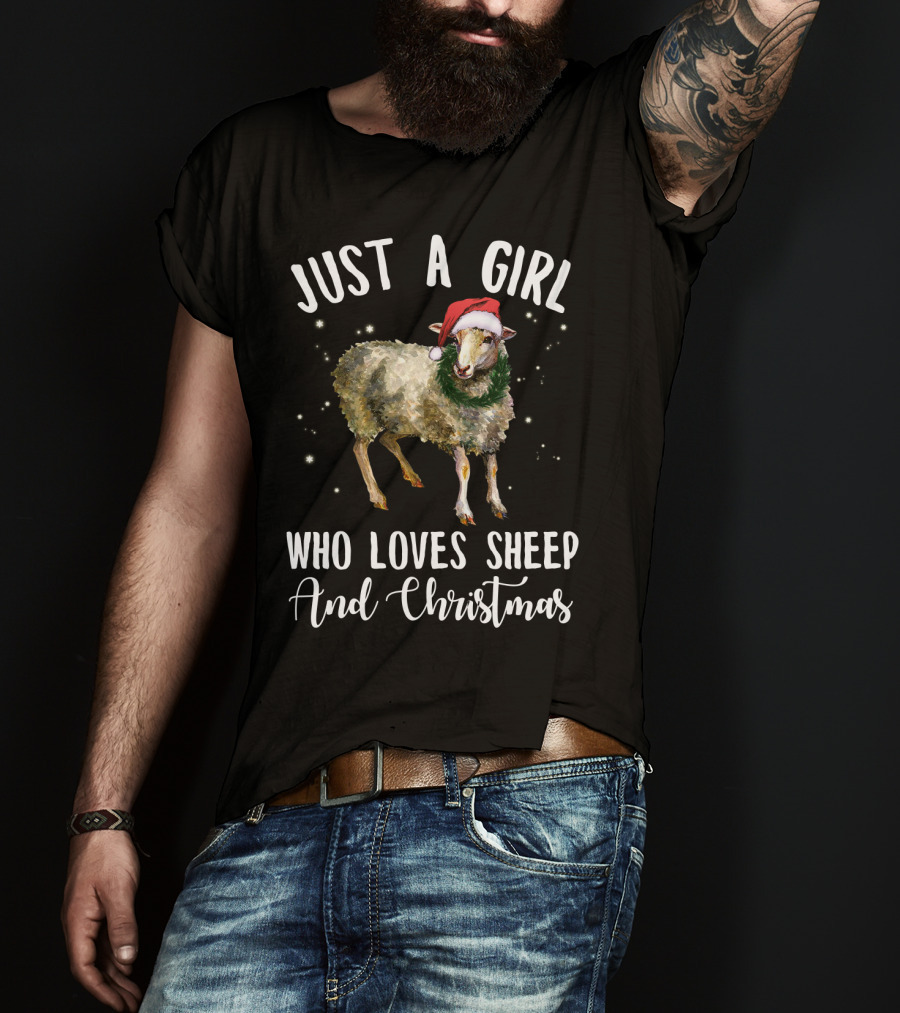 Just A Girl Who Loves Sheep And Christmas Holiday T-Shirt
