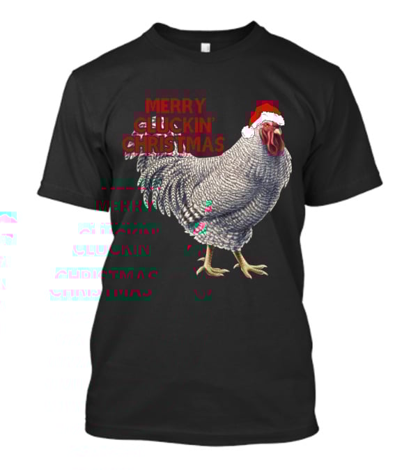 Merry Cluckin' Christmas Chicken With Santa Hat T-Shirt