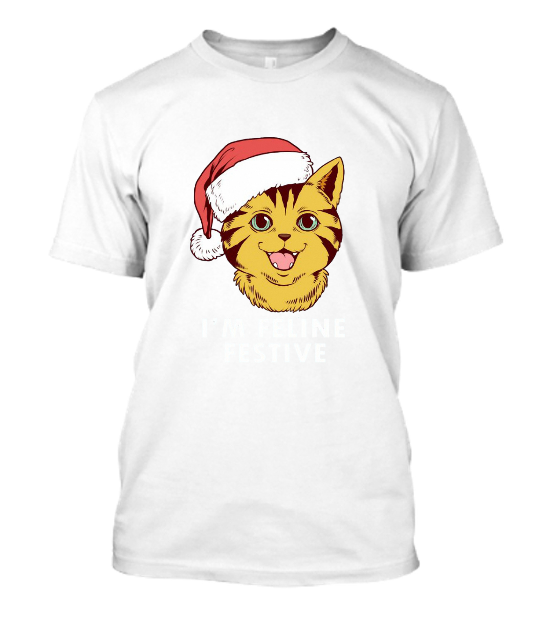 I'm Feline Festive Cat With Santa Hat T-Shirt