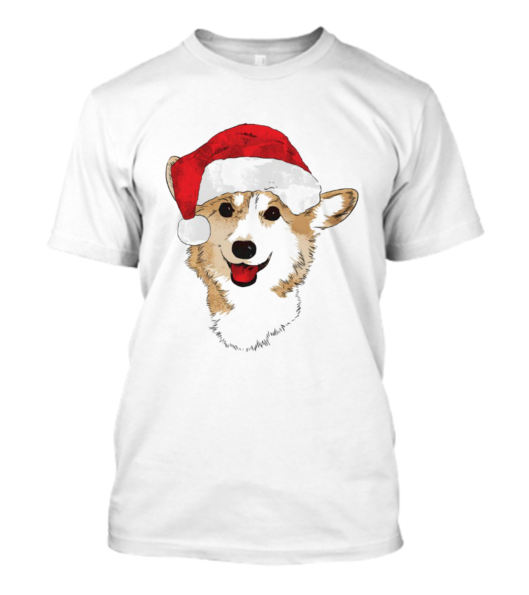 Ho Ho Happy Corgi Santa Hat Smiling Cuteness T-Shirt