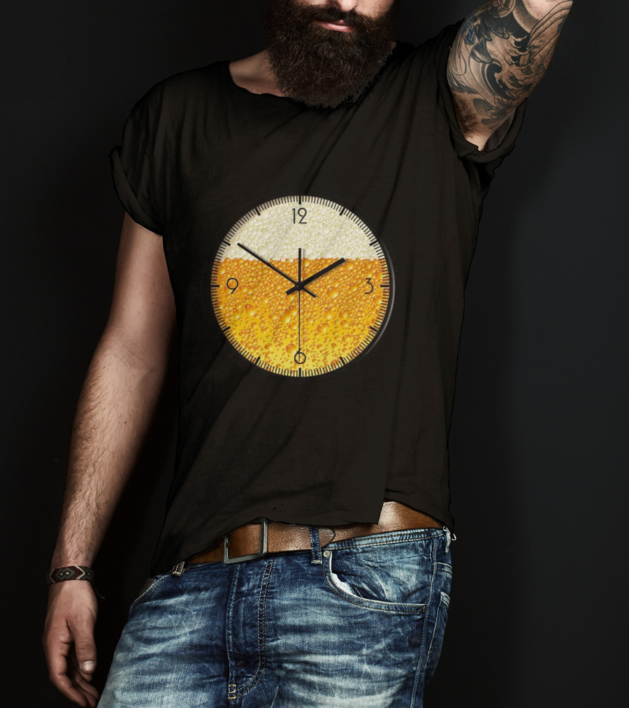 Beer Clock With Bubble Texture T-Shirt