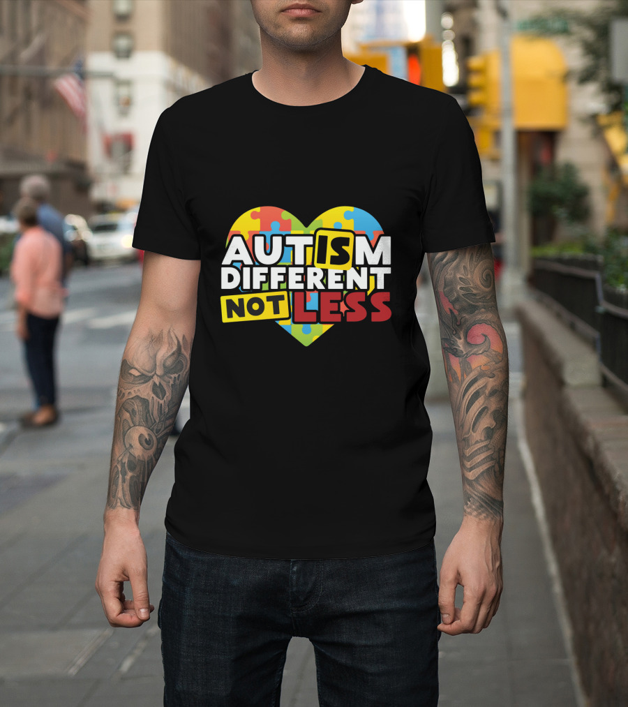 Autism Different Not Less Heart Puzzle T-Shirt