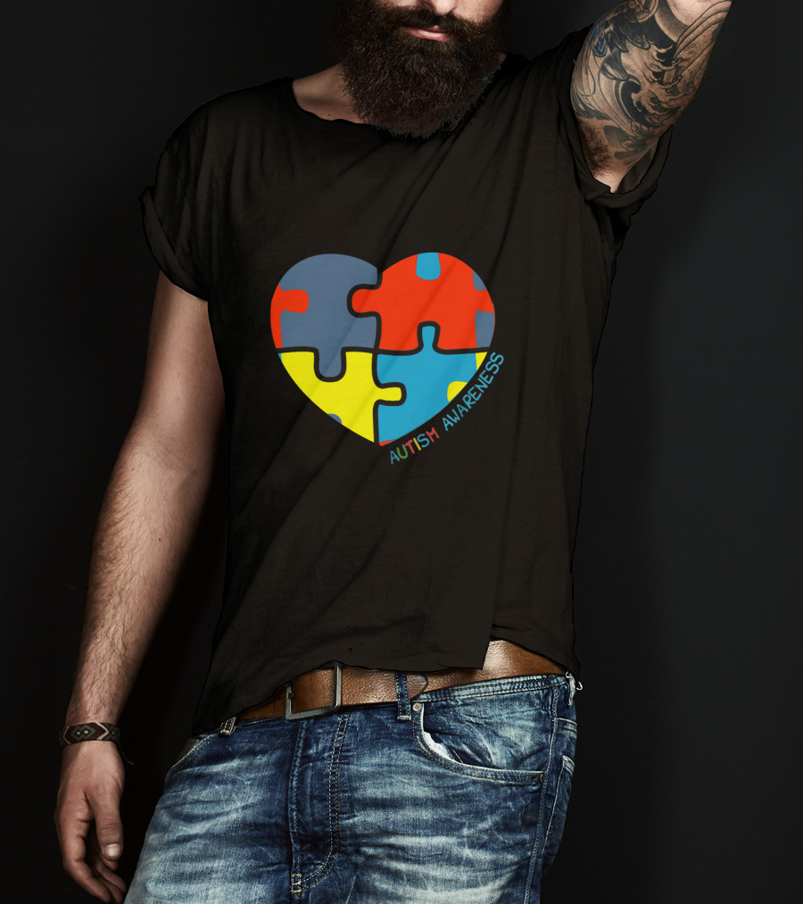 Autism Awareness Love Heart Puzzle Piece T-Shirt