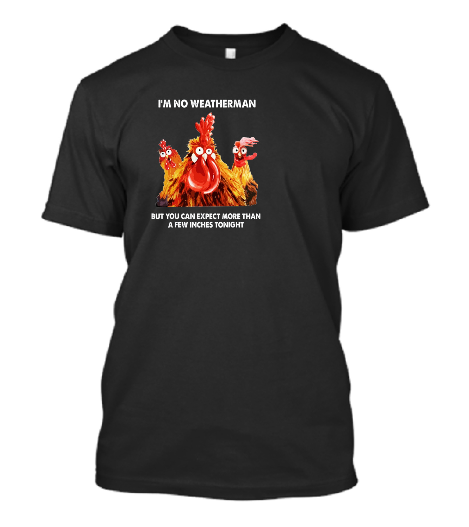 I'm No Weatherman Chicken Humor Expect More Than A Few Inches Tonight T-Shirt