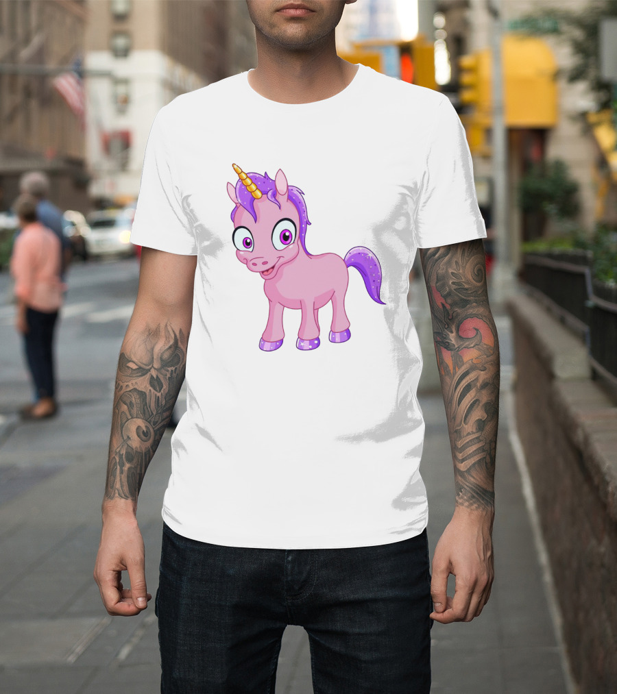 Pink Pony Unicorn With Purple Mane And Sparkling Horn T-Shirt