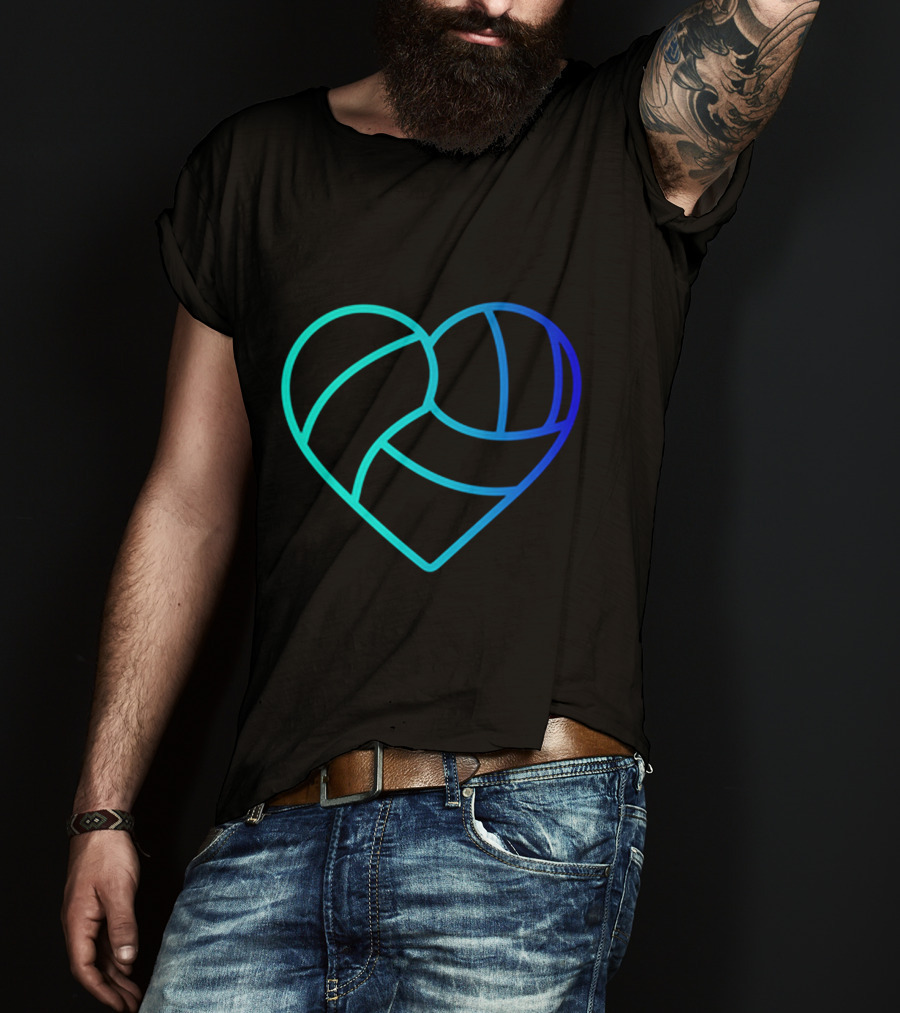 Heart Shaped Volleyball Love Gradient T-Shirt
