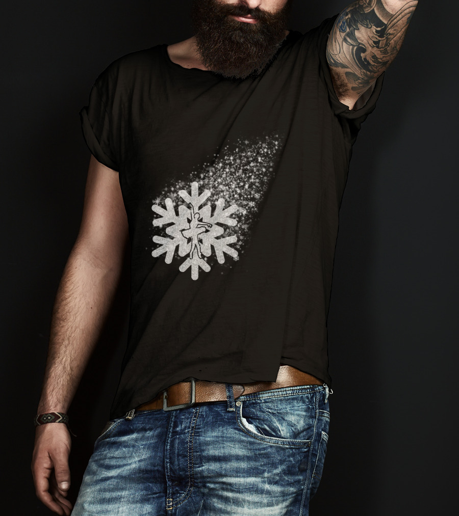 Ballet Dance Silhouette Inside Glittering Snowflake Burst T-Shirt