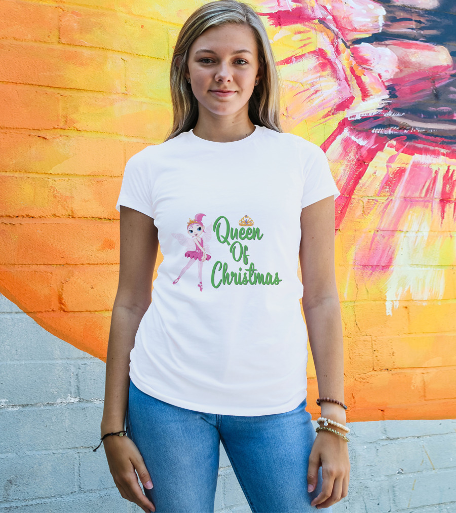 Queen Of Christmas Ballet Fairy With Pink Tutu And Crown T-Shirt
