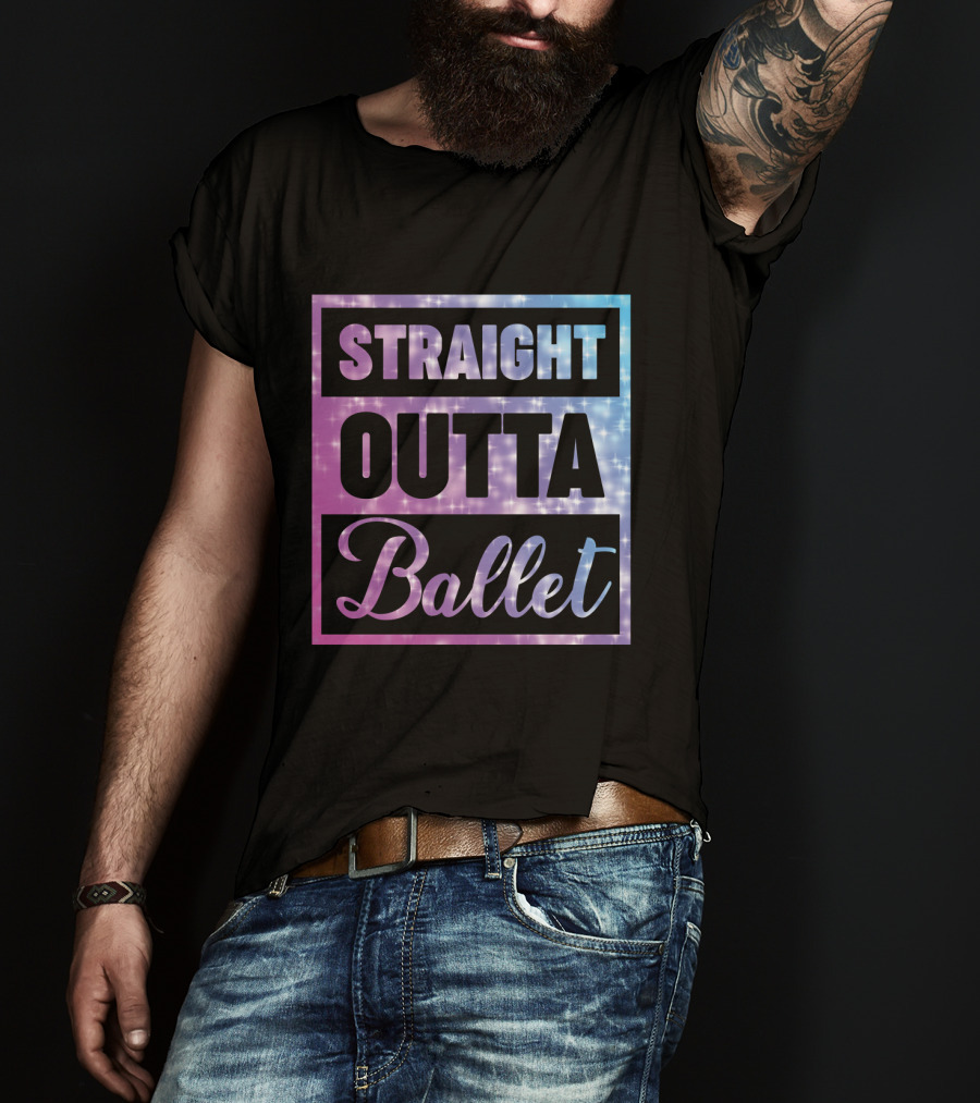 Straight Outta Ballet Sparkling Ombre Text T-Shirt