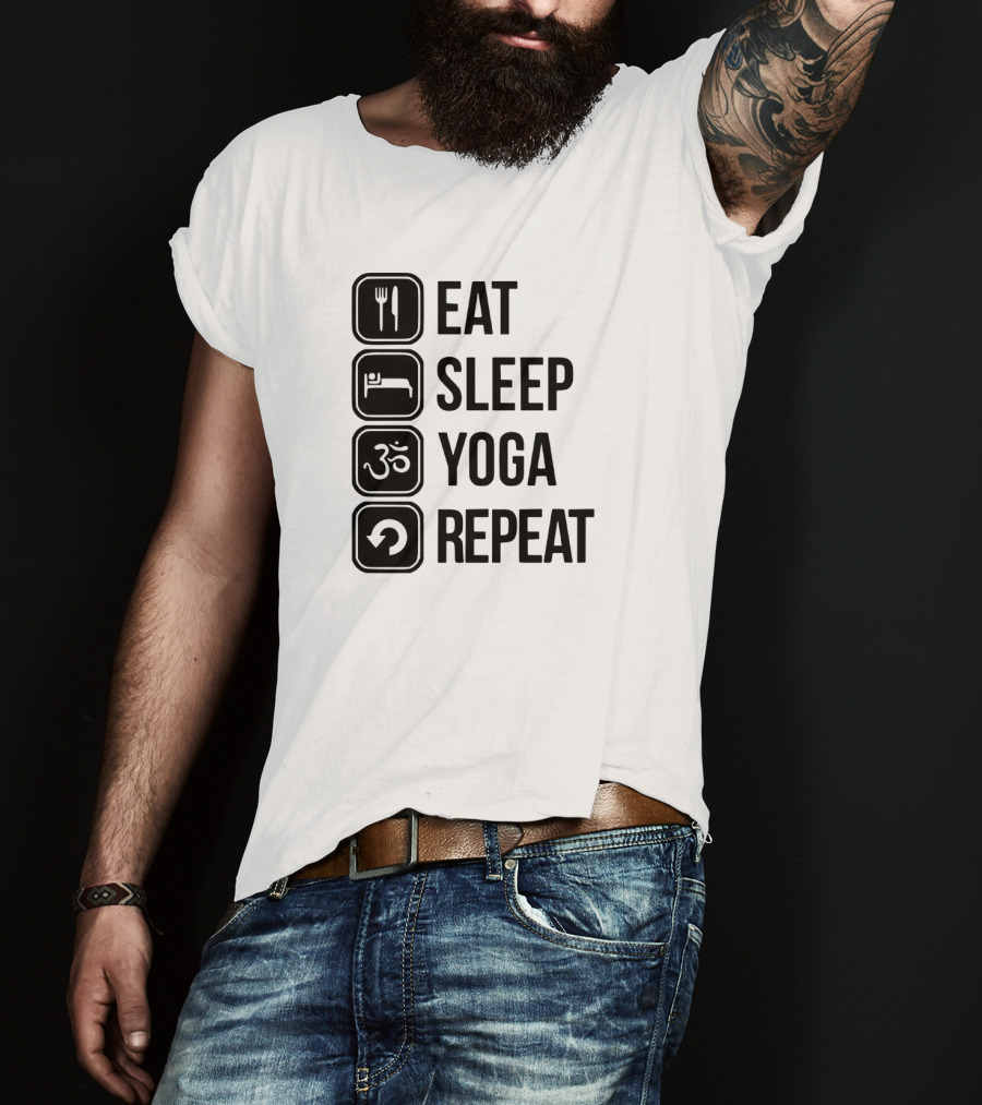 Eat Sleep Yoga Repeat Om Symbol Icons Sequence T-Shirt