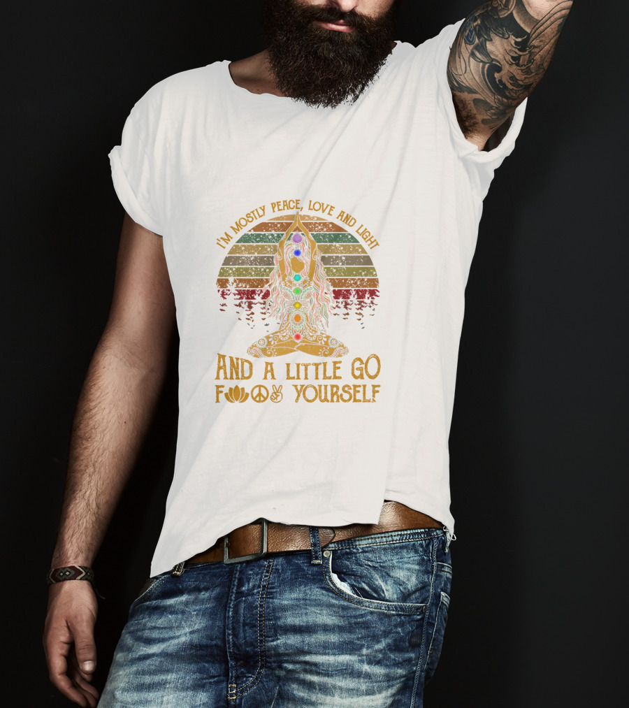 I'm Mostly Peace Love And Light And A Little Go F Yourself Yoga Symbols T-Shirt