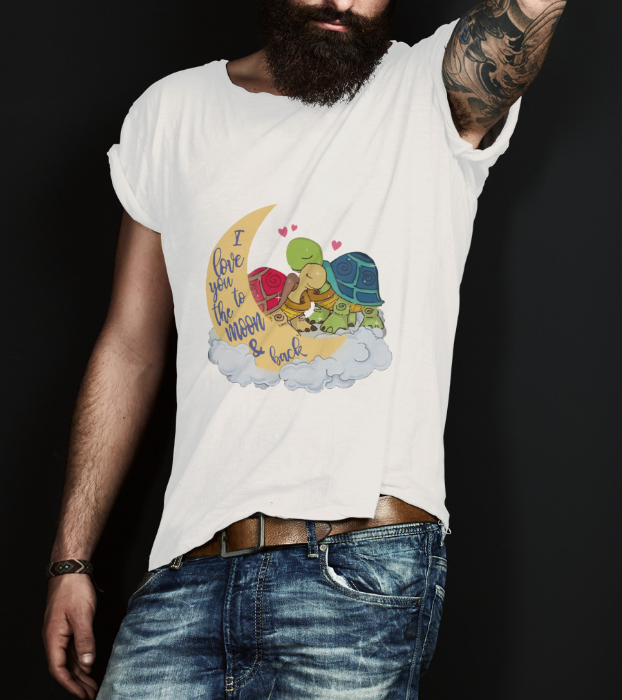 I Love You To The Moon And Back Turtle Trio With Hearts On Cloud T-Shirt